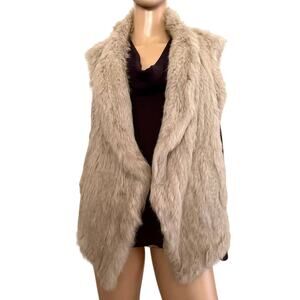 JUNE Women's Real Rabbit Fur Open Front Vest